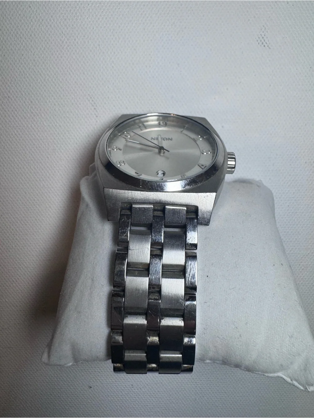 Nixon Monopoly Silver Stainless Steel Watch w/ Date 100M | Needs Battery